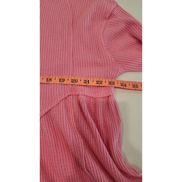 Free People Oh My Babydoll Cotton Waffle Weave Top Carnation Pink Boxy Large New - Picture 12 of 16